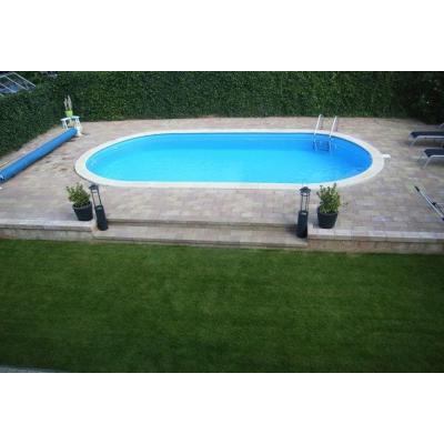 Einbauset Ovalbecken Swim 450x300x120cm Ih0,8mm blau mit Leiter