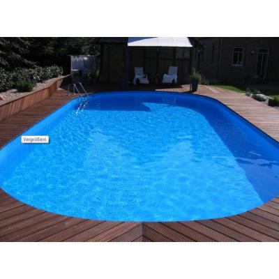 Einbauset Ovalbecken Swim 700x350x150cm Ih0,8mm blau mit Leiter